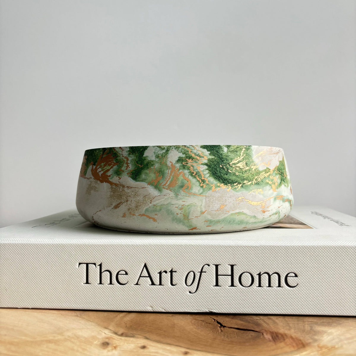 Daza - Decorative Concrete Bowl | Centerpiece Bowl: Green Fusion Marble / Without Hole