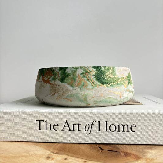 Daza - Decorative Concrete Bowl | Centerpiece Bowl: Green Fusion Marble / Without Hole