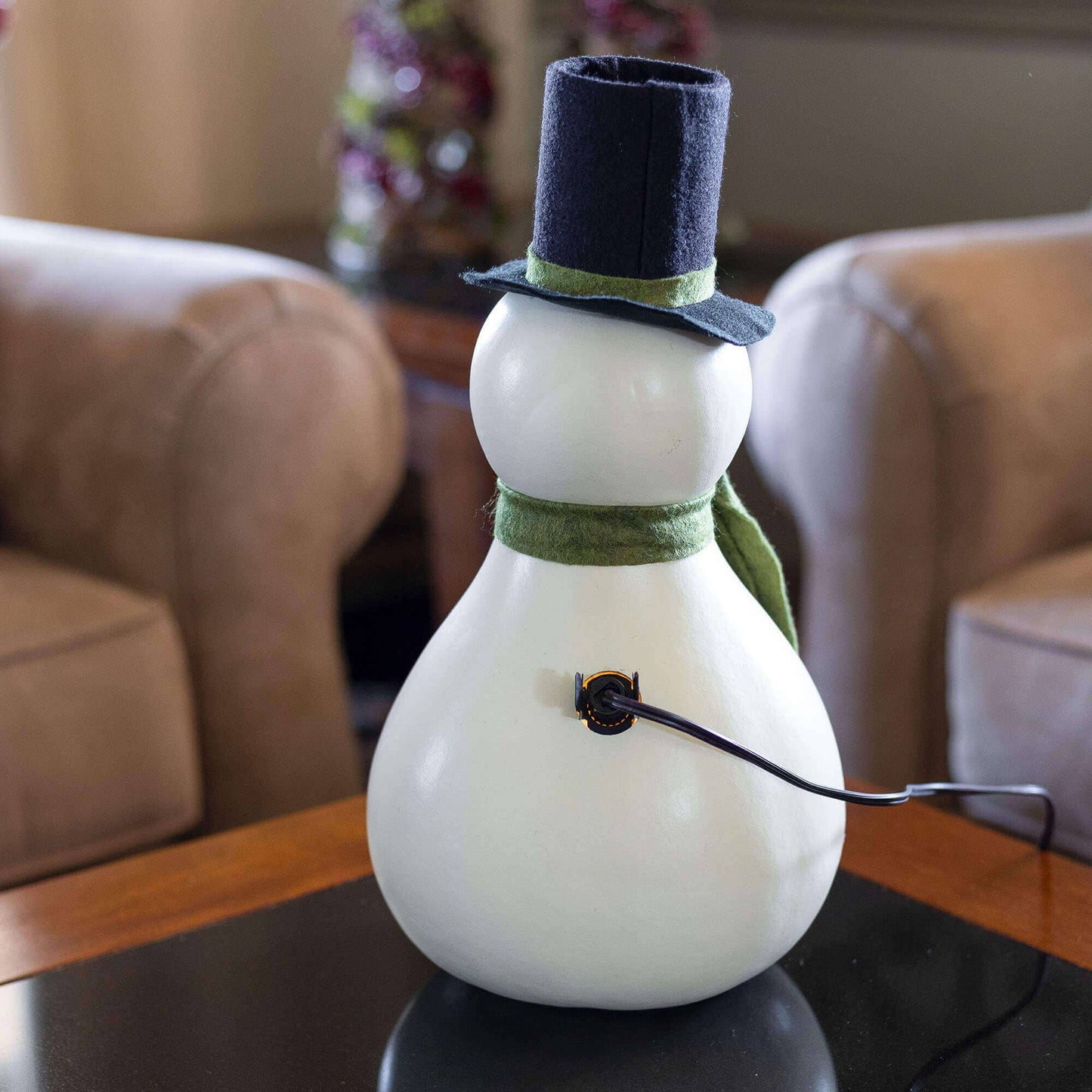 Hand-Crafted Snowman Gourd - Meadowbrooke Large Lit