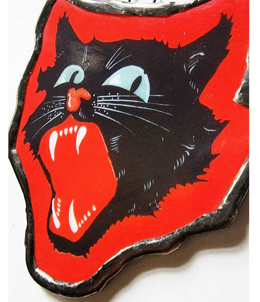 Vintage Black Cat | Glass Ornament | Halloween Decor