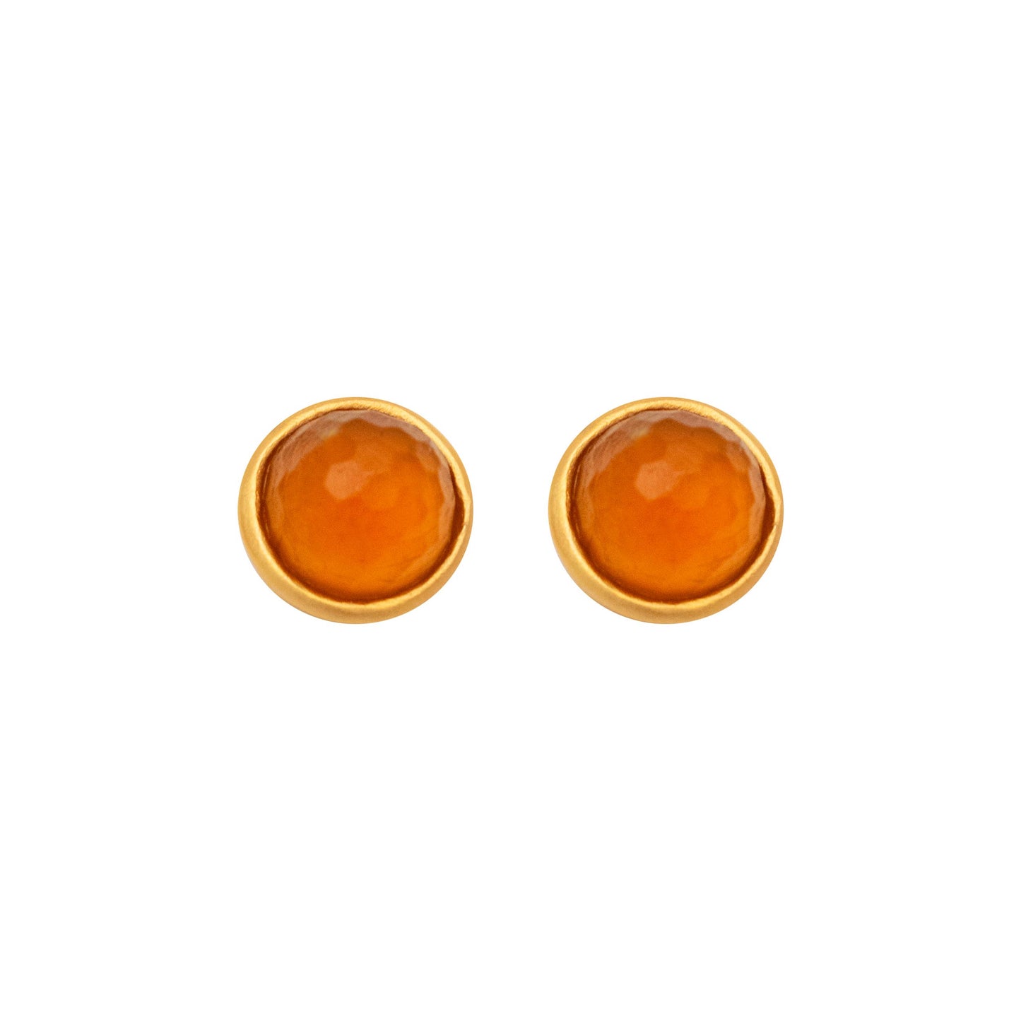 Solid Back Faceted Round Post Earrings: White