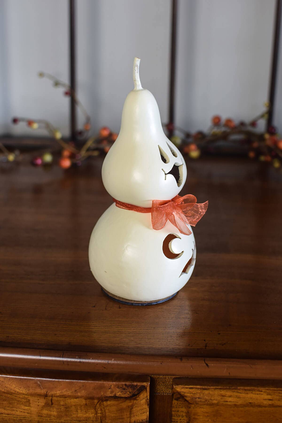 Hand-Crafted Ghost Gourd - Jake Miniature - Halloween Decor