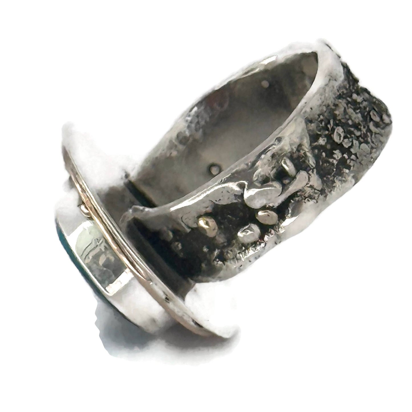 Peruvian Organic Opal Facet Ring with 14 k gold fill Accents: Size 8