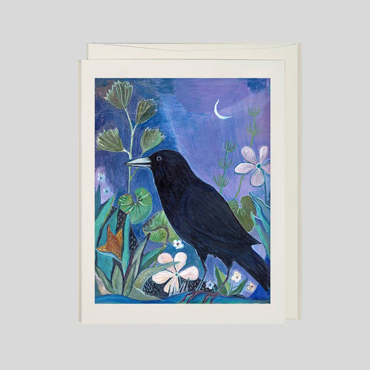 Crow at Nightfall Greeting Card