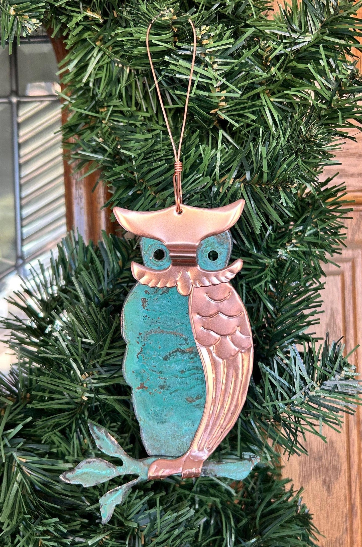 Owl Copper Christmas Ornament