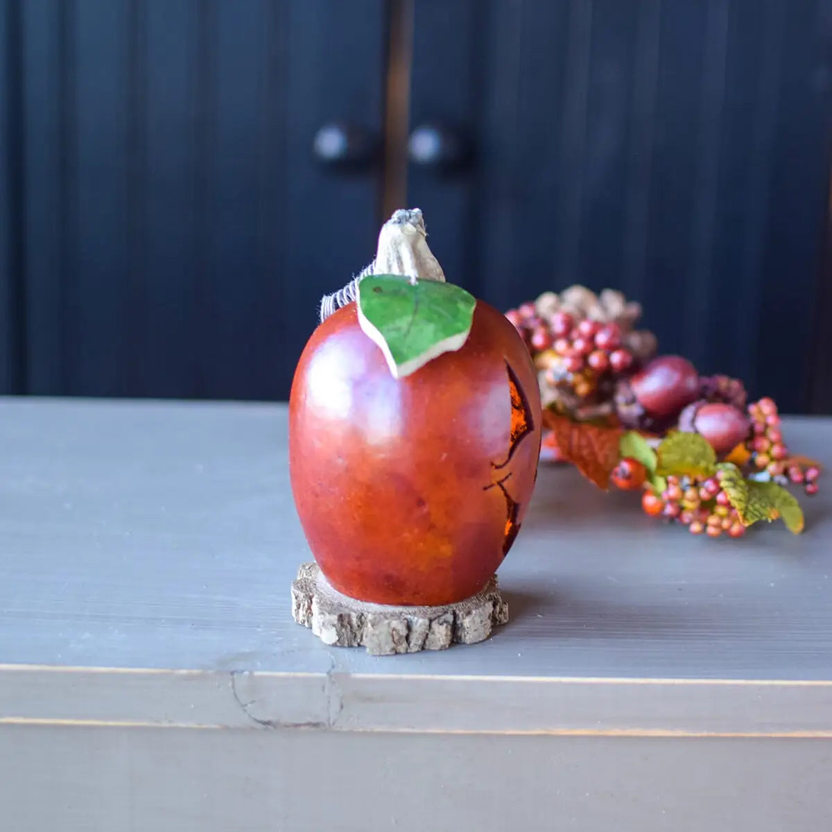 Hand-Crafted Pumpkin Gourd - Lucas Miniature Lit - Fall Decor
