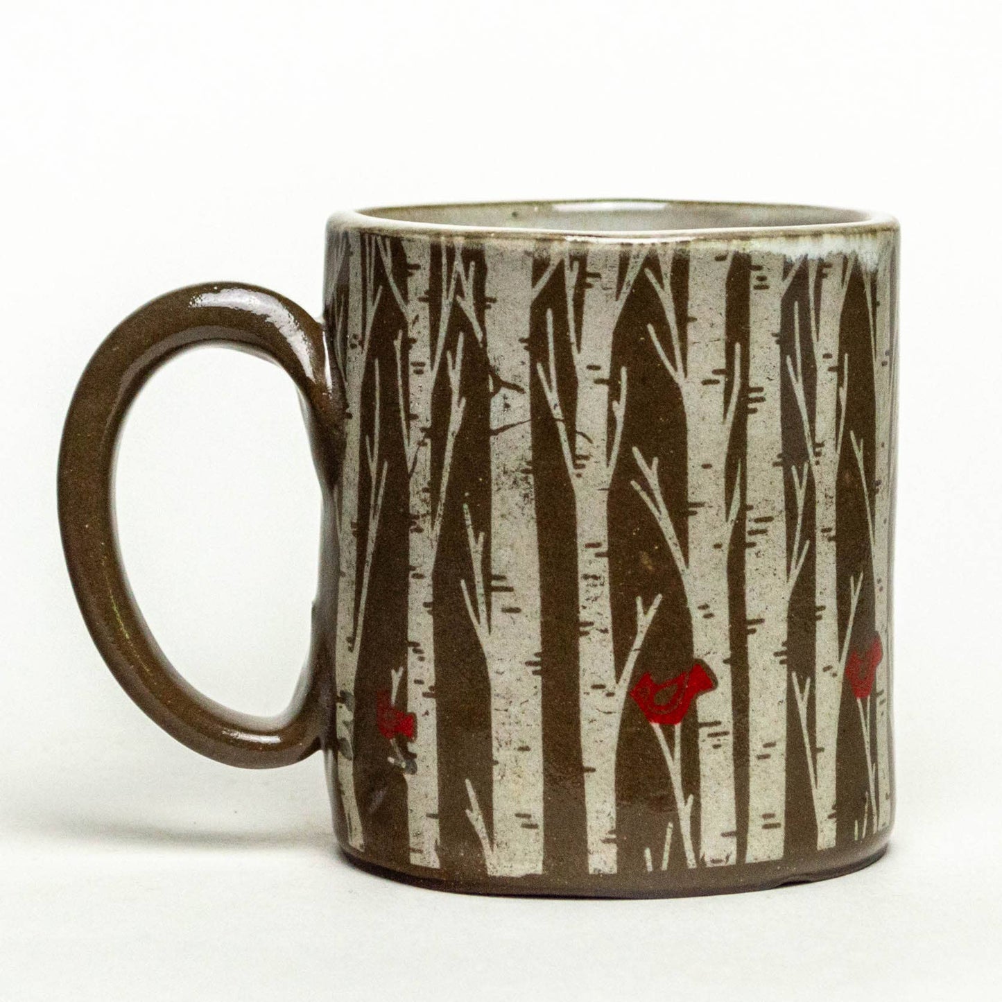 Birch Trees Chocolate Clay Handmade Ceramic 12oz Mug