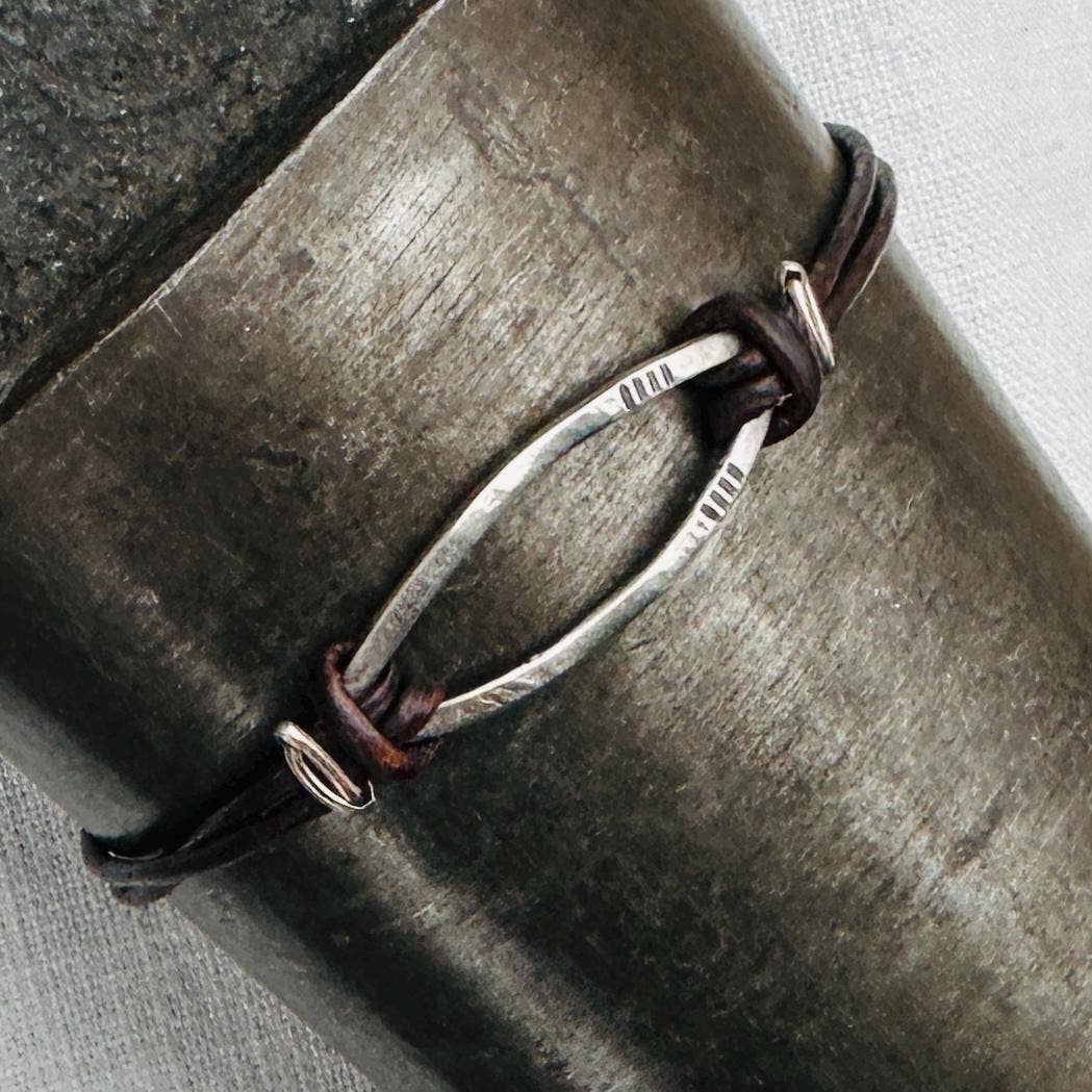 Bridle Leather & Sterling Silver Knotted Bracelet