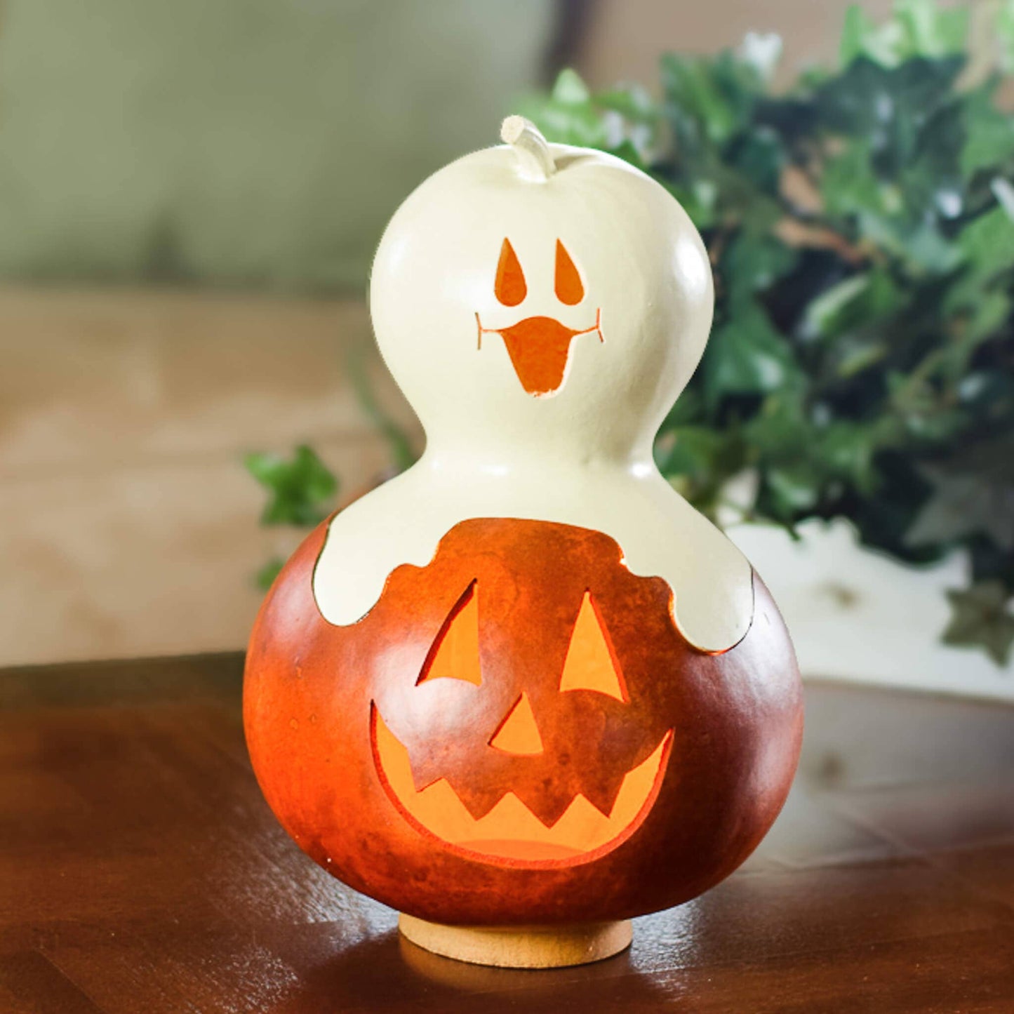 Hand-Crafted Gourd - Casper Jack Medium Lit - Fall Decor