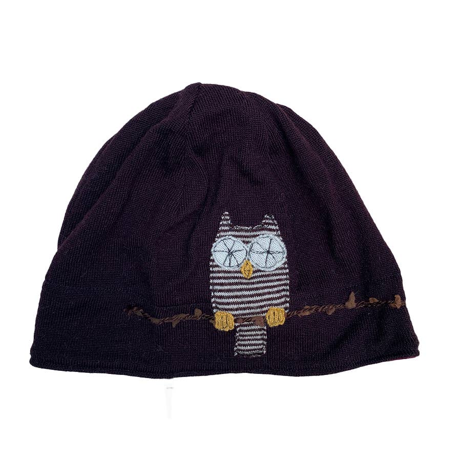 Wool Hat-Owl: Black / One Size Fits Most