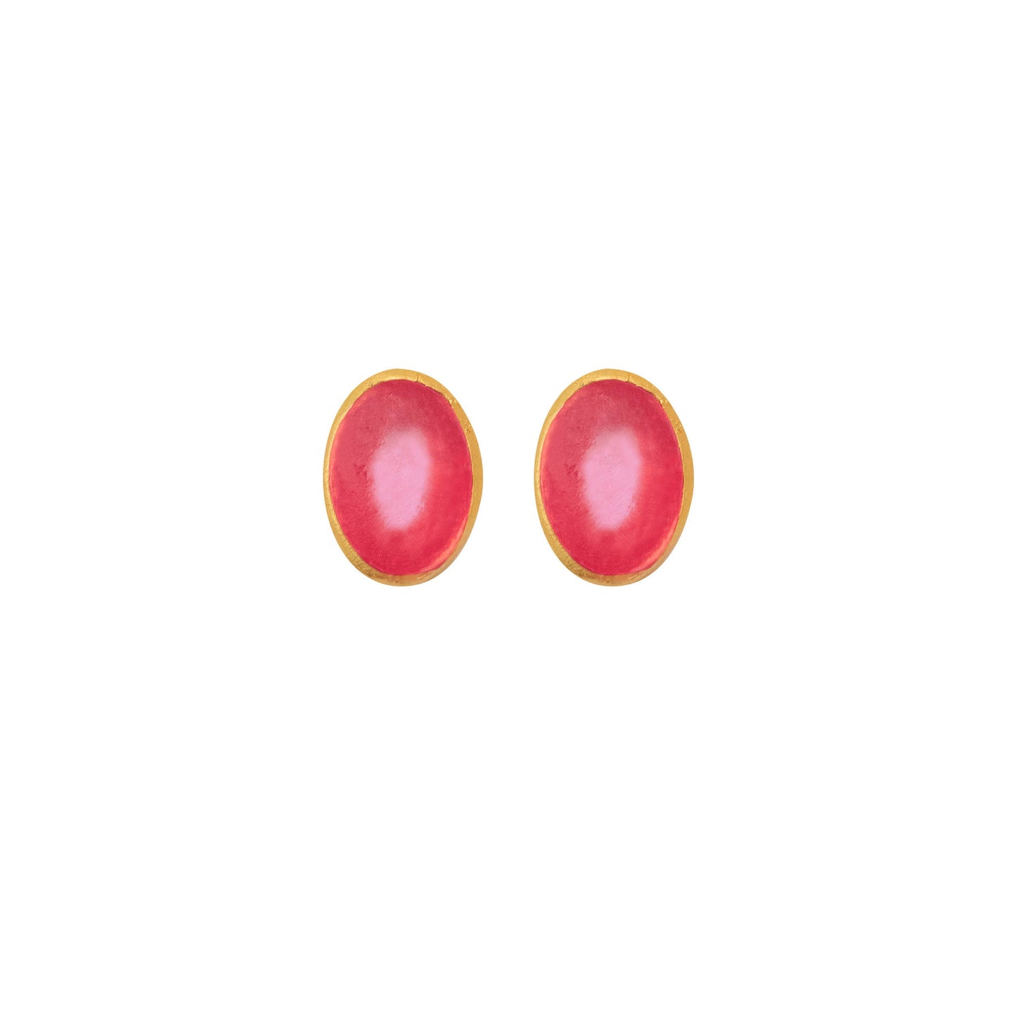 Small Oval Post Earrings: Purple