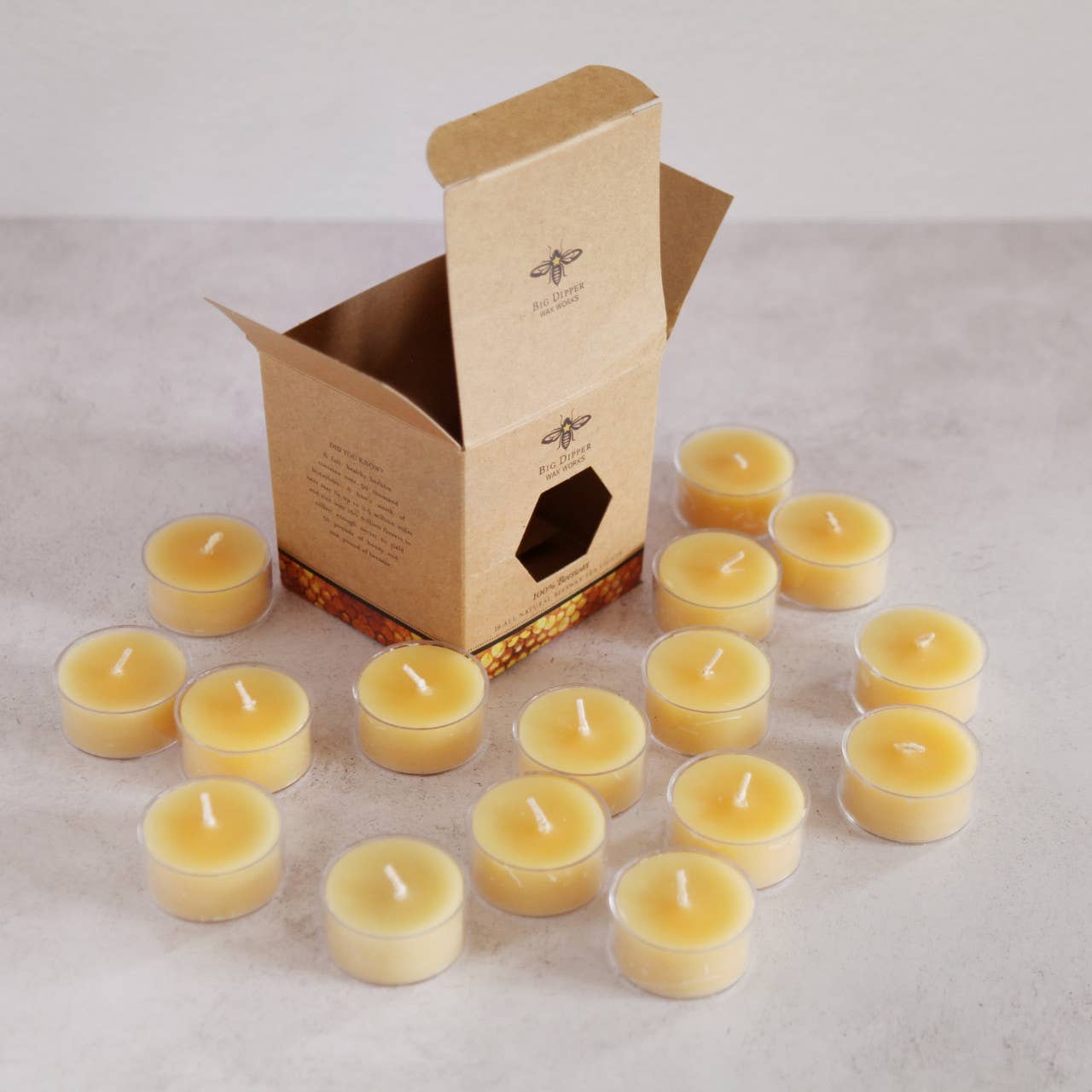 Tea Light Candles – 100% Pure Beeswax – 5 Hour Burn: Box of 16