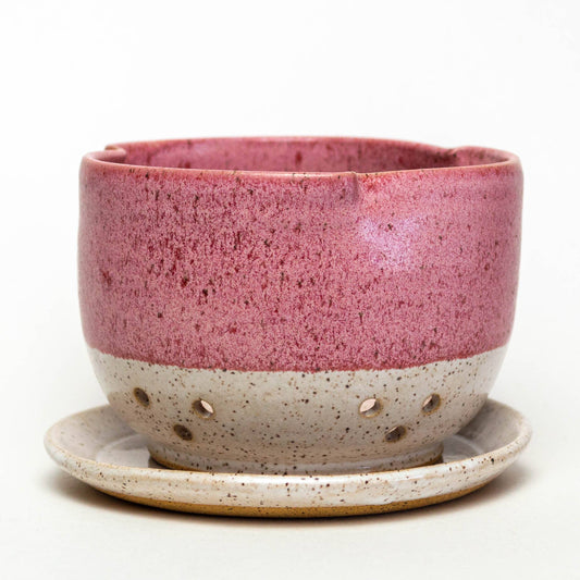 Berry Bowl/Colander - Handthrown in USA Stoneware - Pink