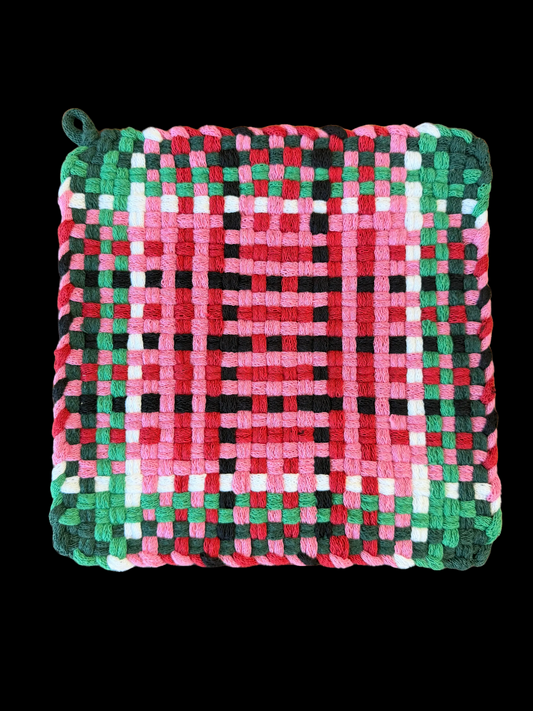 8x8 Hand-Loomed Kitchen Textile - "Watermelon Time"