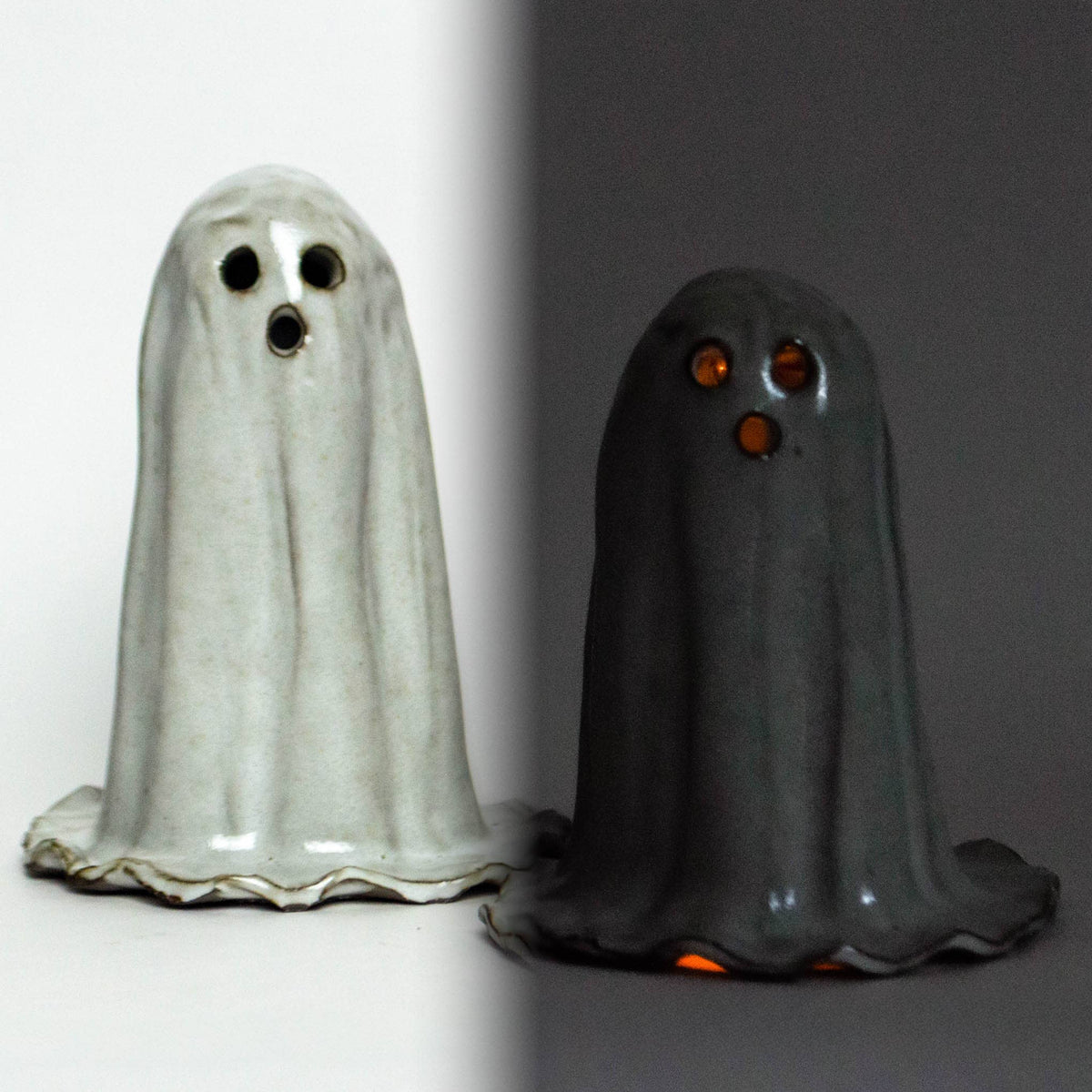 Halloween Lantern Ghosts -Handmade in Ohio Stoneware Figures