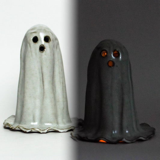 Halloween Lantern Ghosts -Handmade in Ohio Stoneware Figures