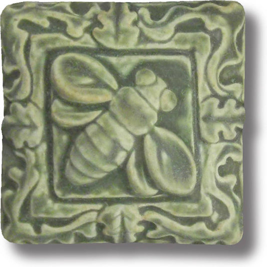Bee Floral Art Tile Rustic Cottage Kitchen Wall Art Accent: Oak Hill glaze