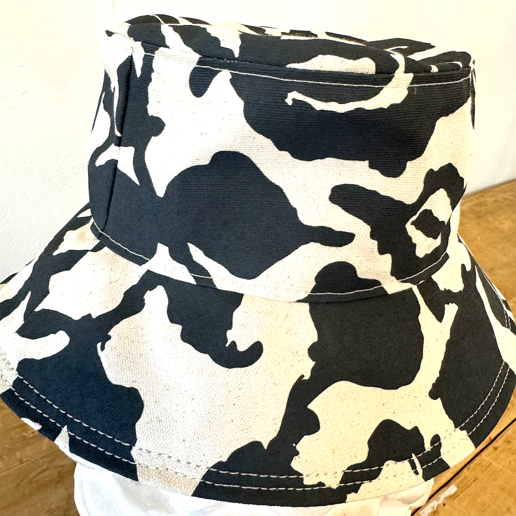Light Worn Black Vine Bucket Hat: Two Sizes