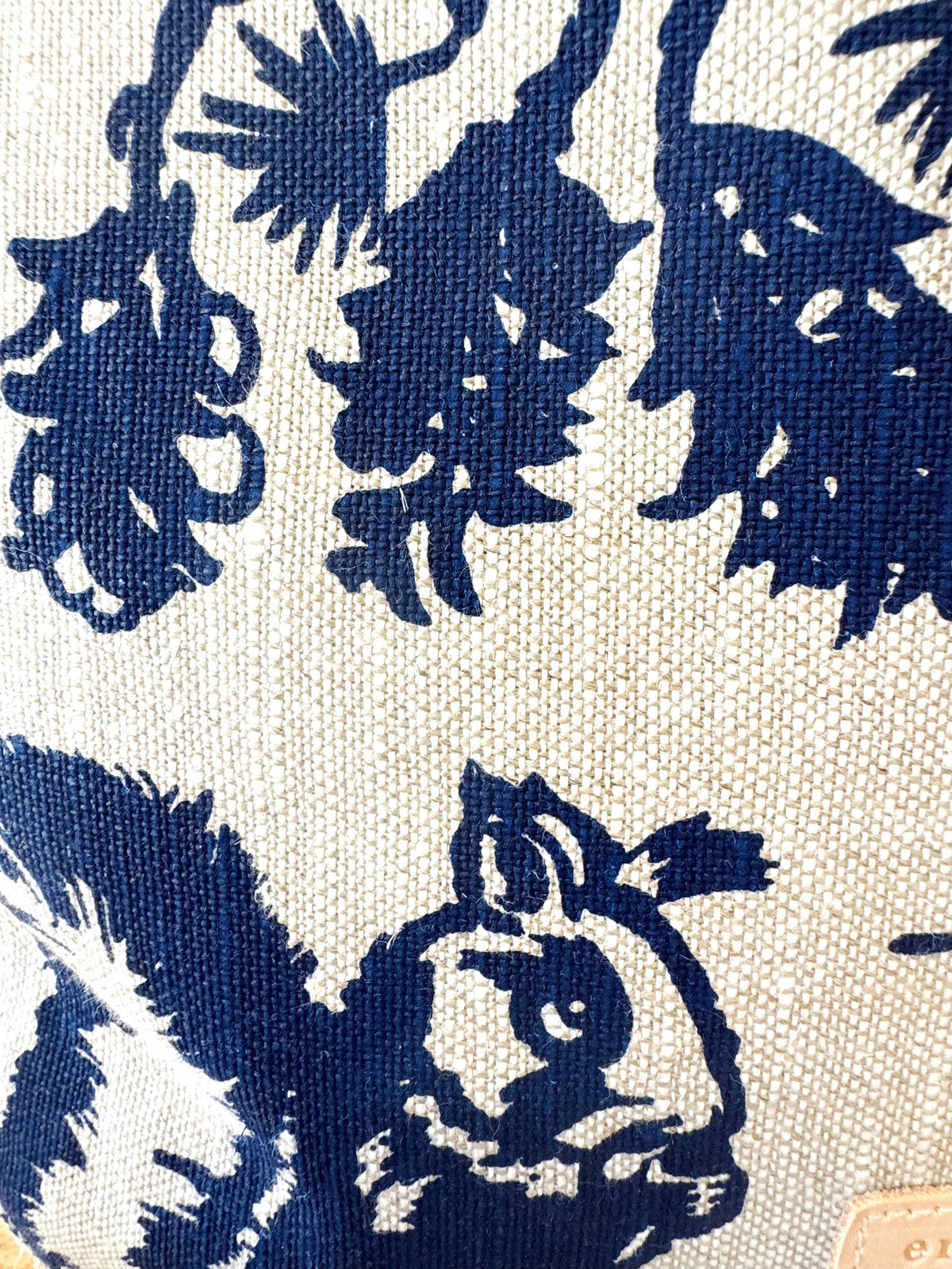 Pine Cone Heavy Linen Boho Tote Bag: Navy
