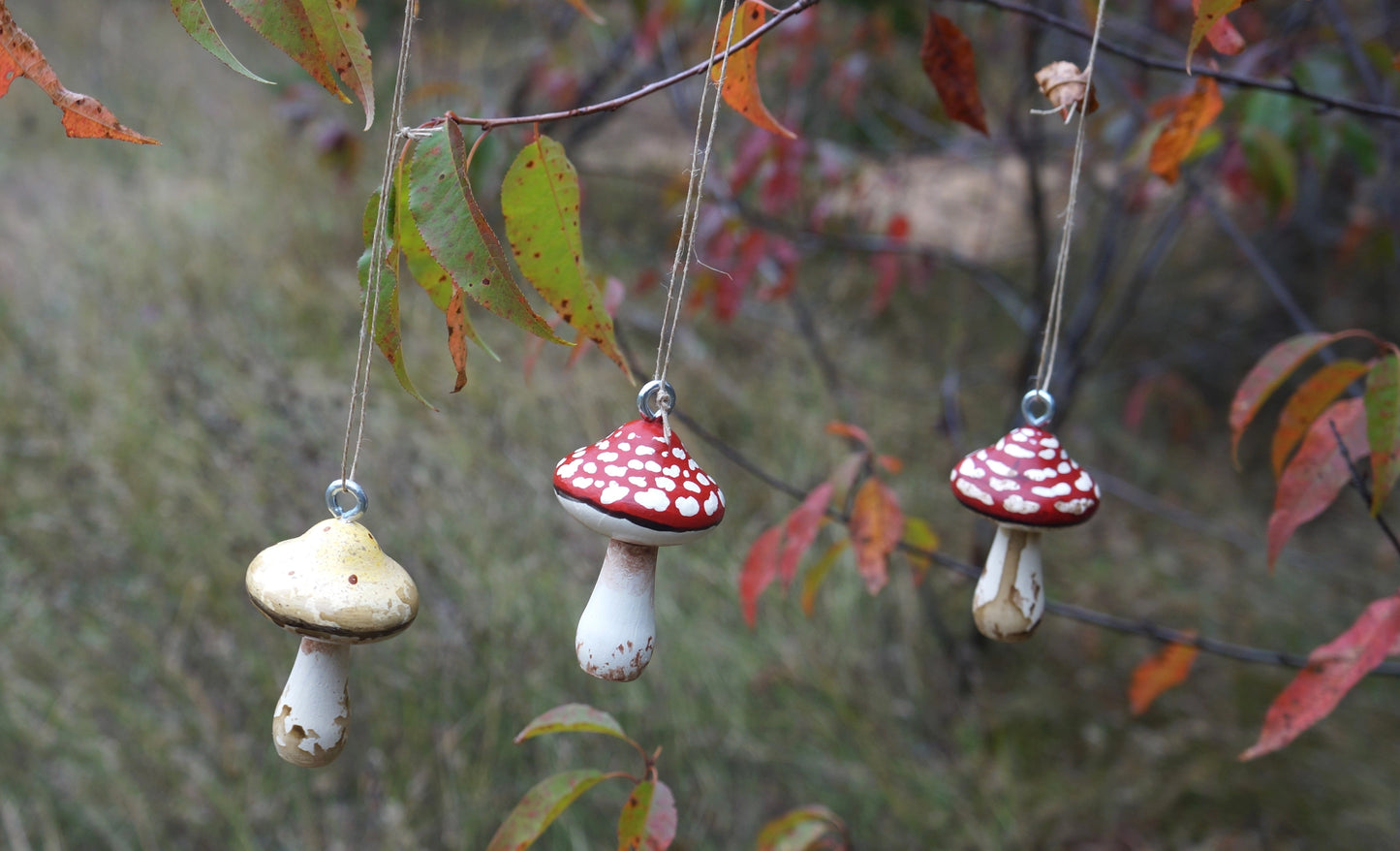 Hand Painted Wooden Mushroom Ornament