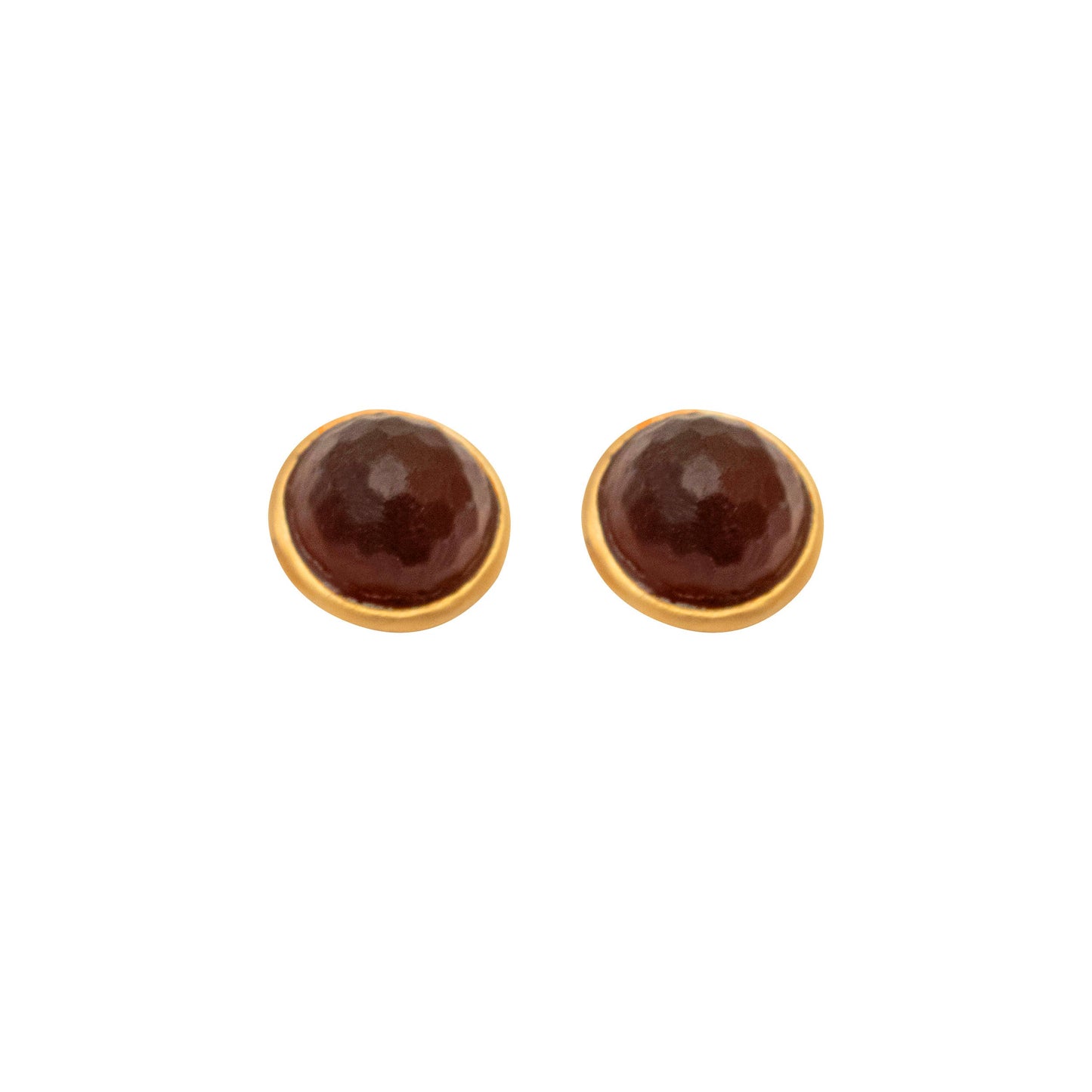 Solid Back Faceted Round Post Earrings: Teal
