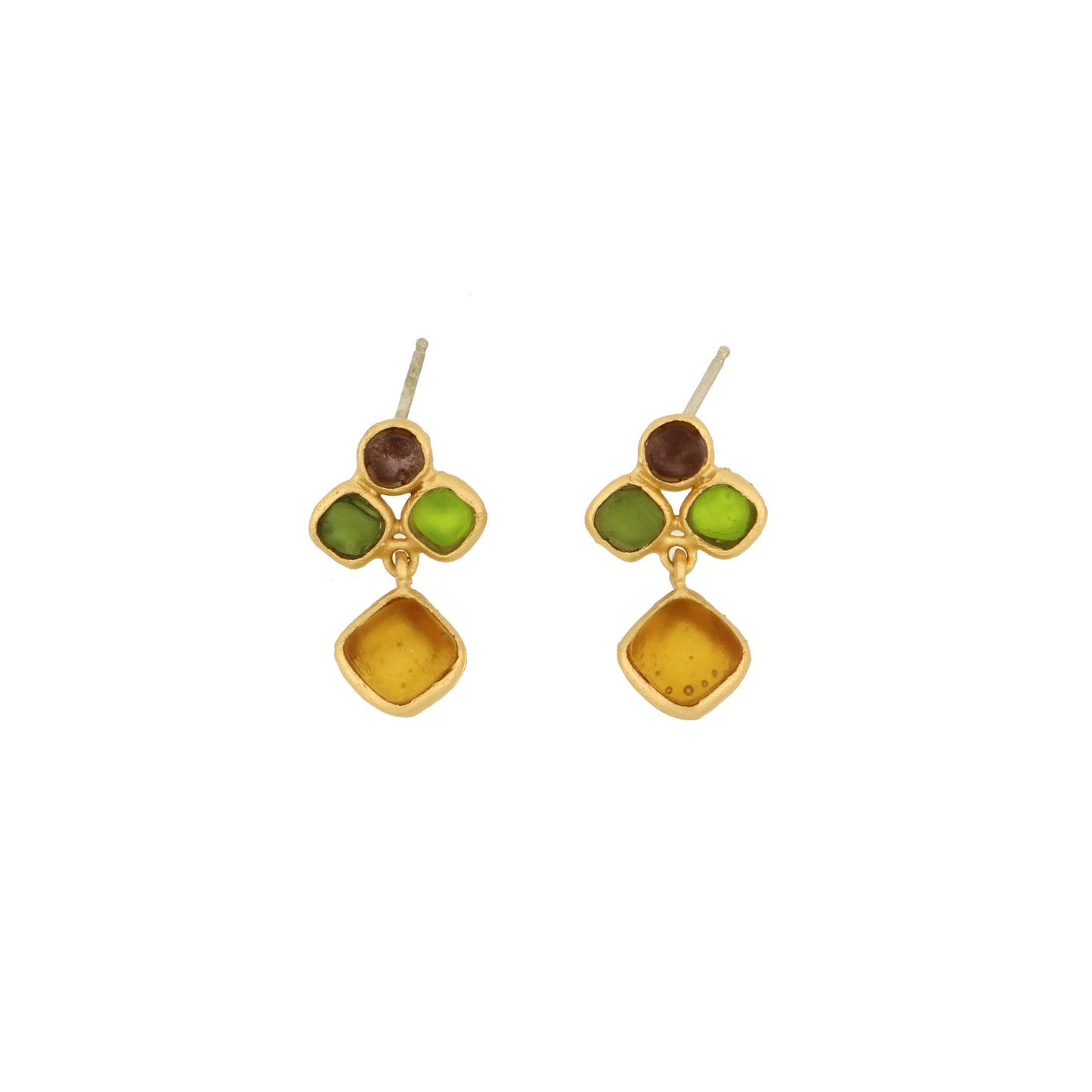 Droplets Dangle Post Earrings: Multi