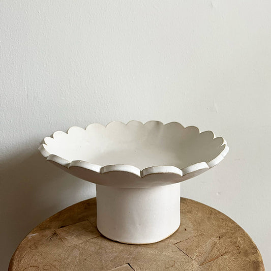 Scalloped Pedestal Bowl: Tall