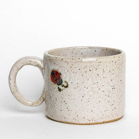 Ladybug Pattern Handmade Ceramic White 8oz Mug