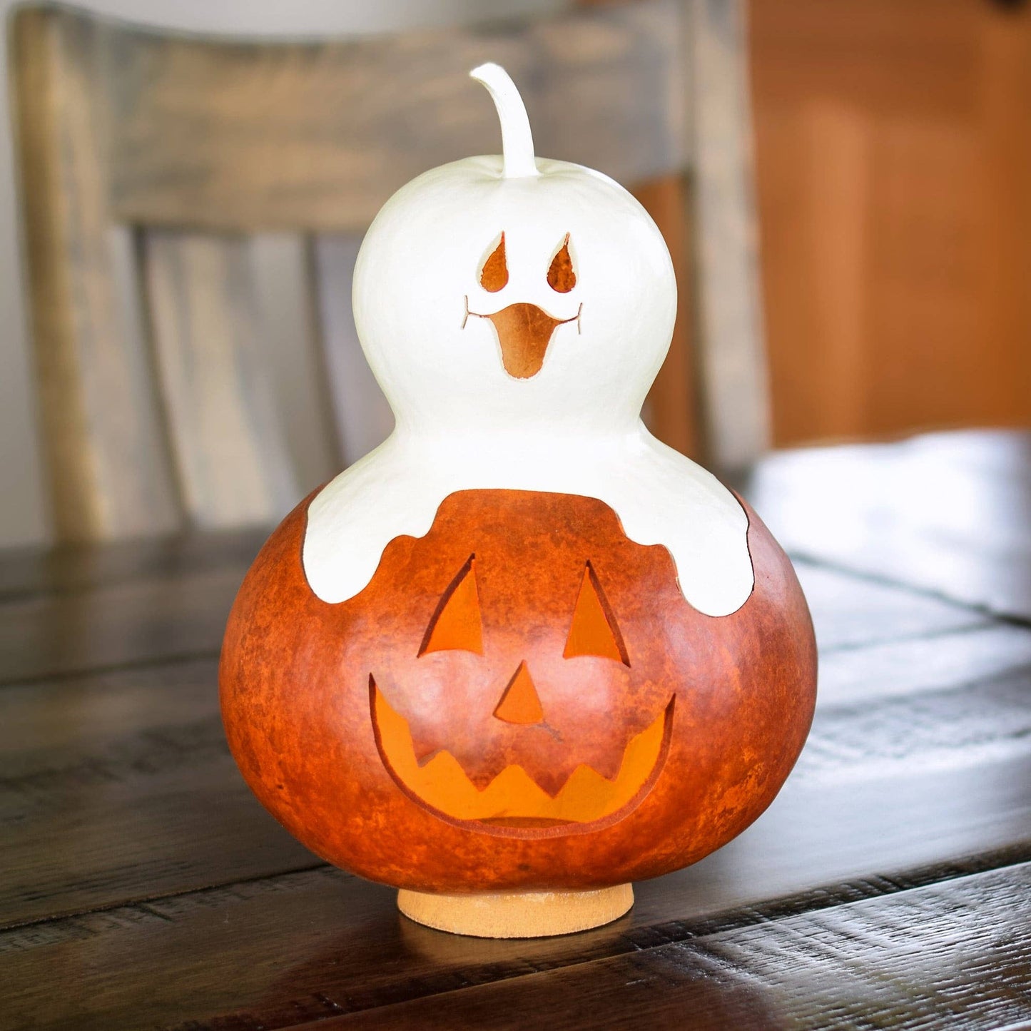 Hand-Crafted Gourd - Casper Jack Medium Lit - Fall Decor