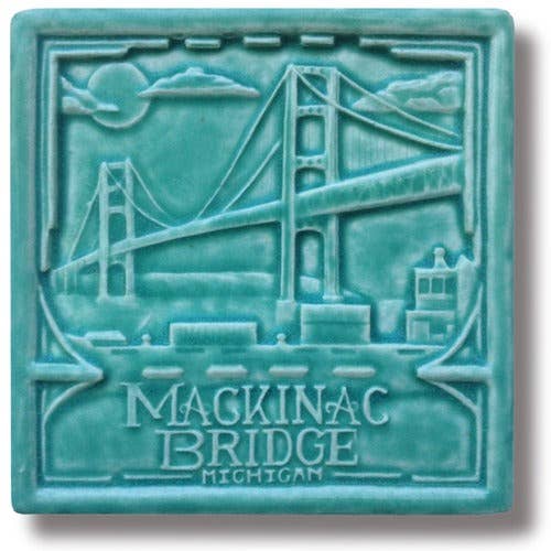 Mackinac Bridge Art Tile 6x6": Bermuda Green Glaze