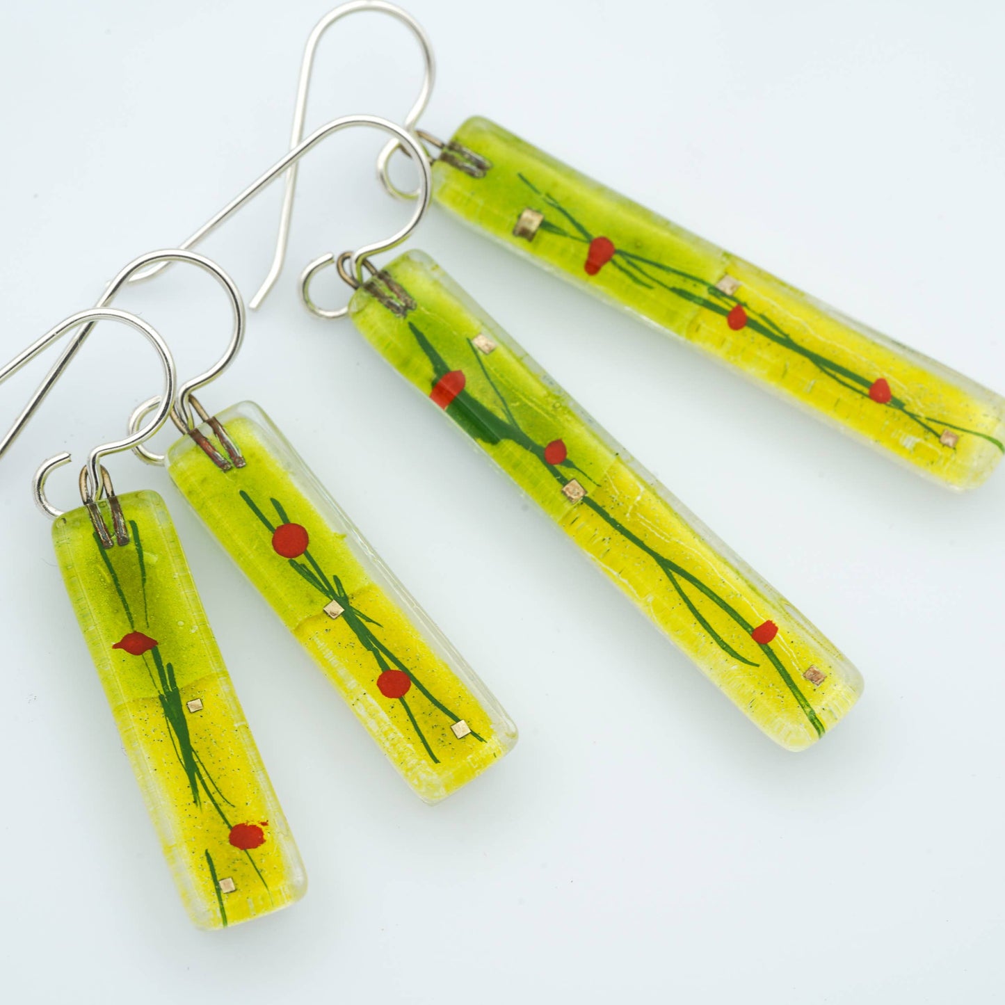 Amidst Poppies Bar Earrings: Large