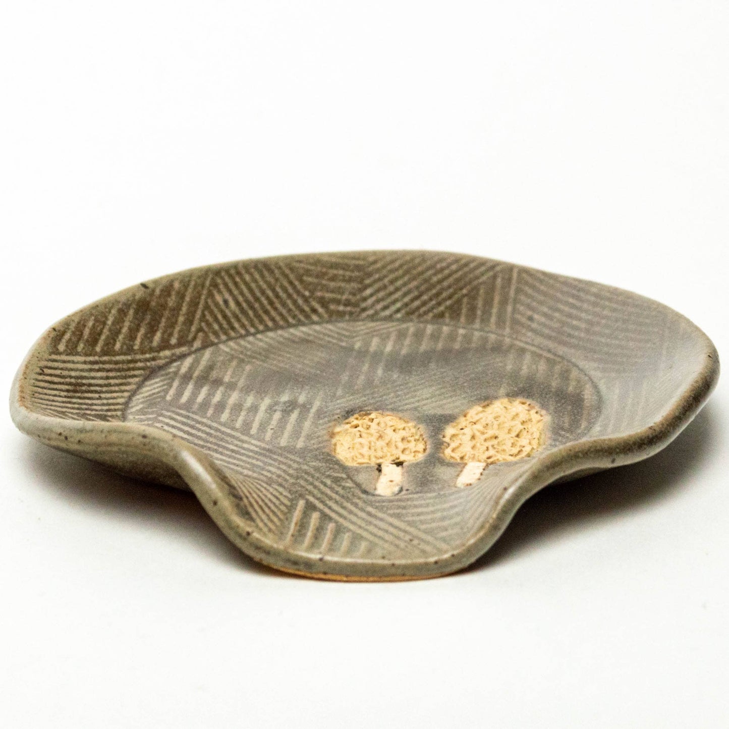 Ceramic Spoon Rest- Morel Mushroom Pattern Handmade in Ohio