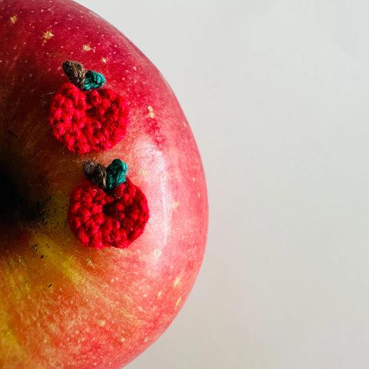 Crochet Red Apple Studs