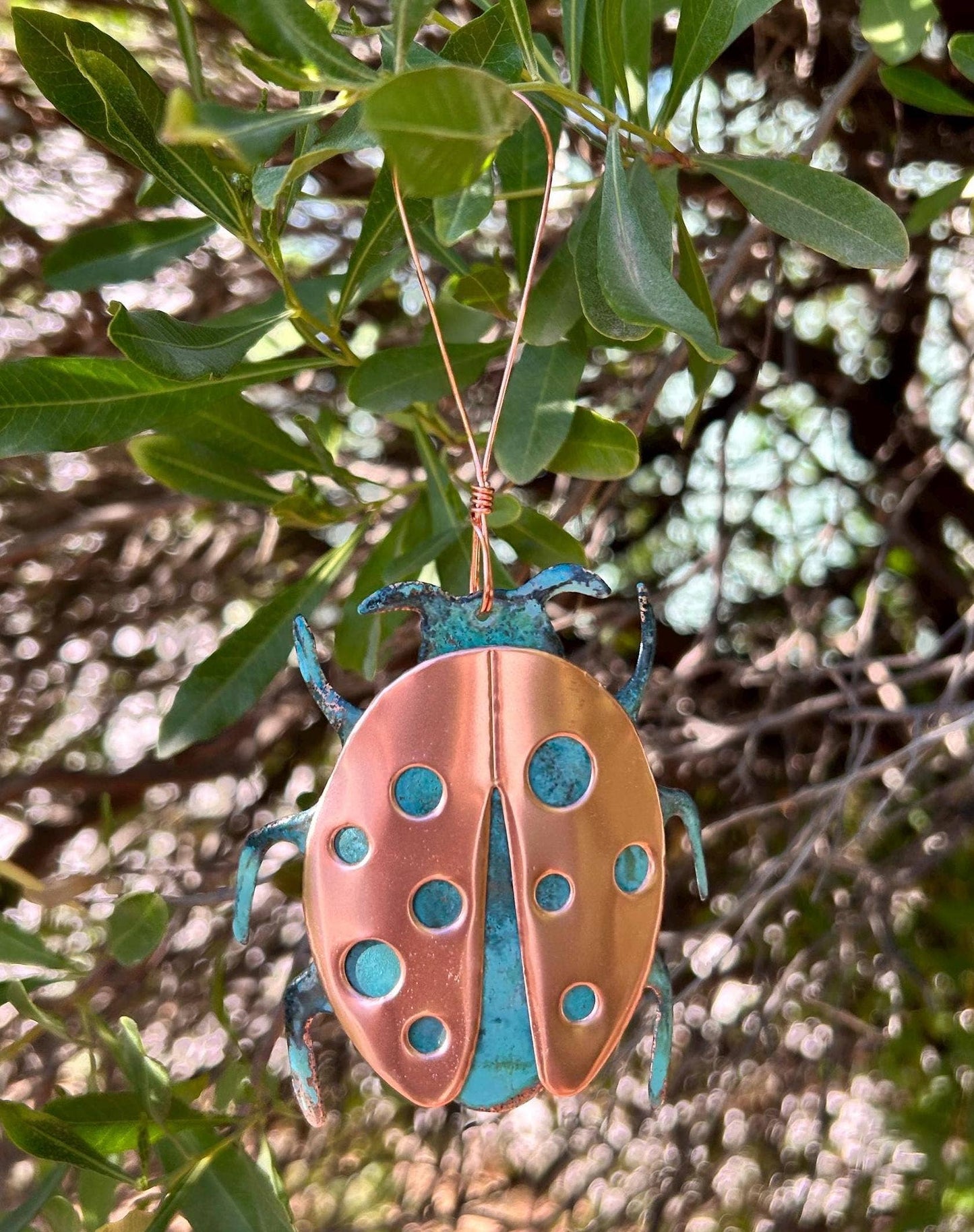 Ladybug Copper Christmas Ornament