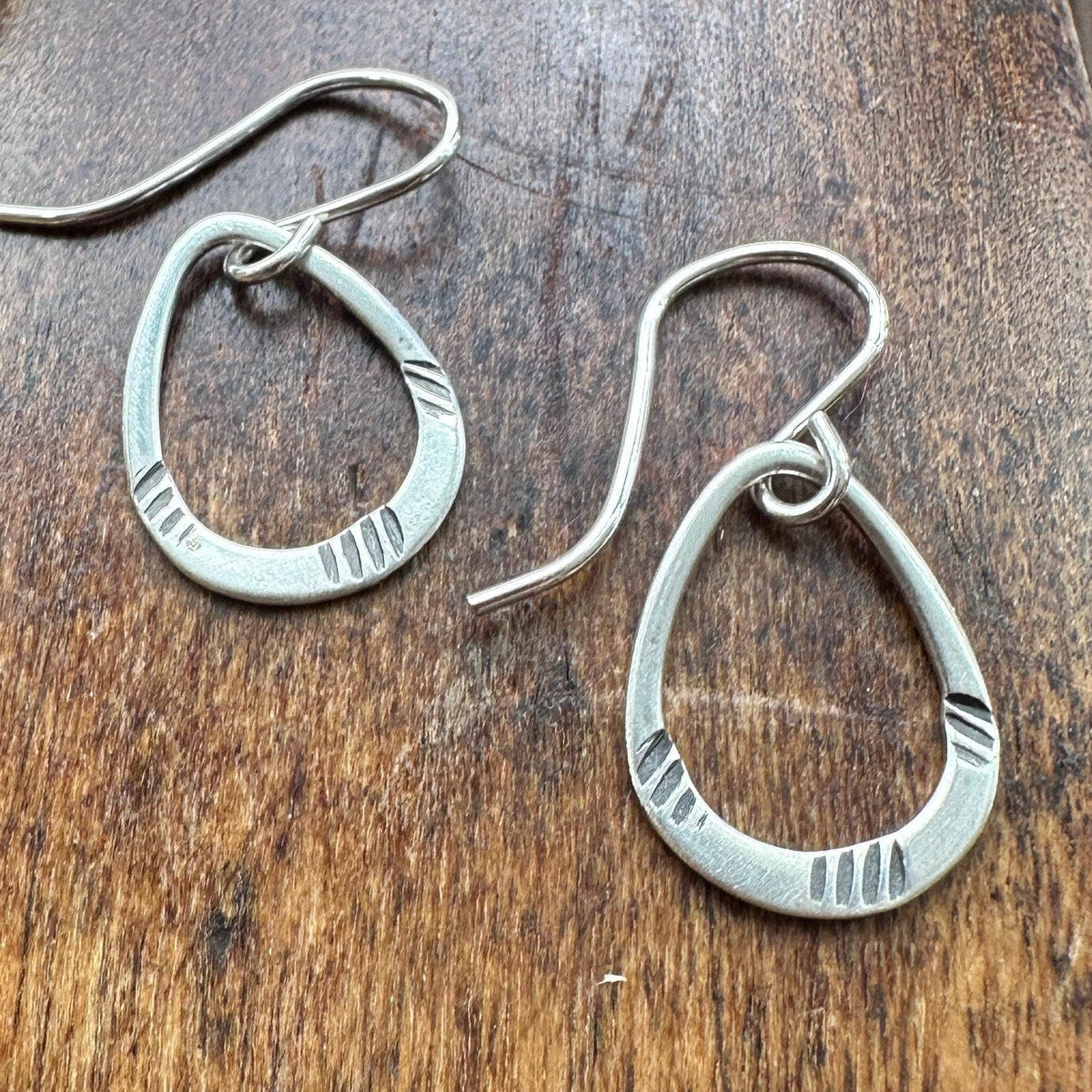 Dainty Sterling Silver Tiny Lisbeth Earrings – Textured Drop Dangle