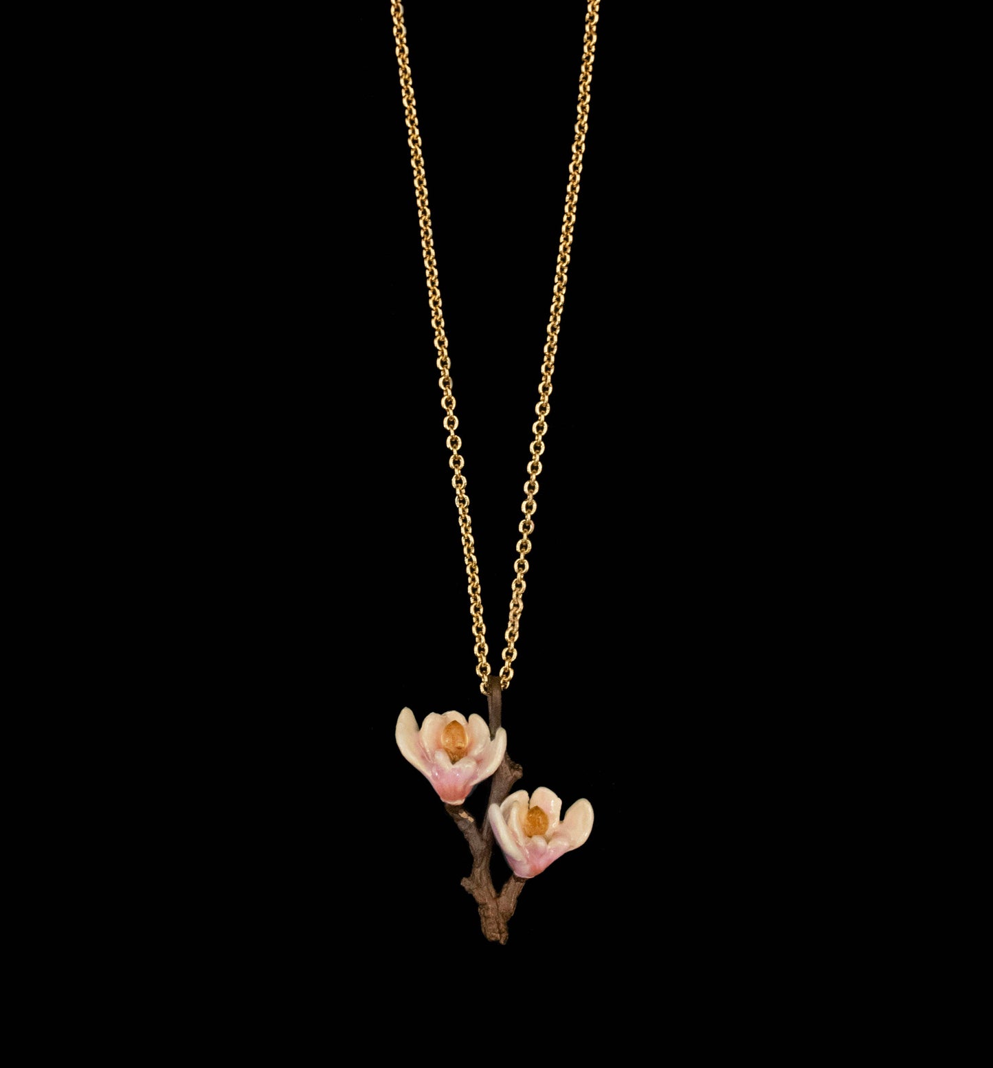 Pink Magnolia 16" Adj. 2-Flower Pendant