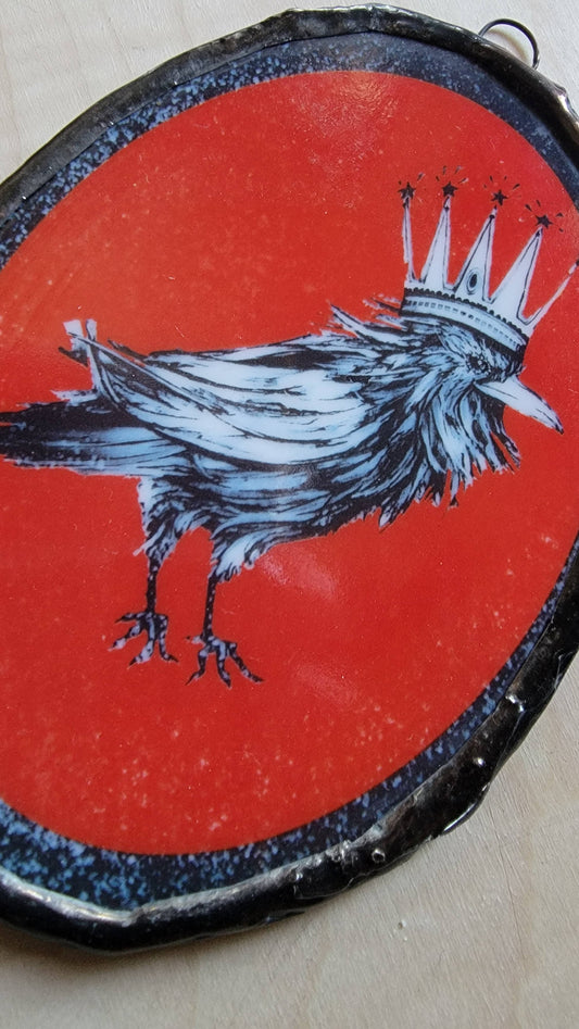 Crow King | Glass Art  | Ornament | Bird