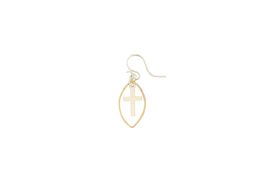 Floating Cross Dangle Earring: Sterling Silver/Mix