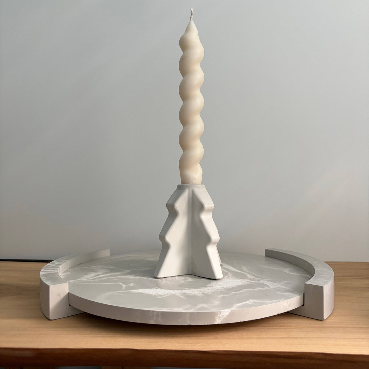 Evera - Geometric Taper Candle Holder | Modern Holiday Decor: Greige Gold
