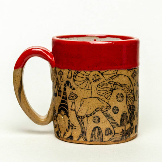 LIMITED Winter Gnome Handmade Ceramic Red 12 oz Mug