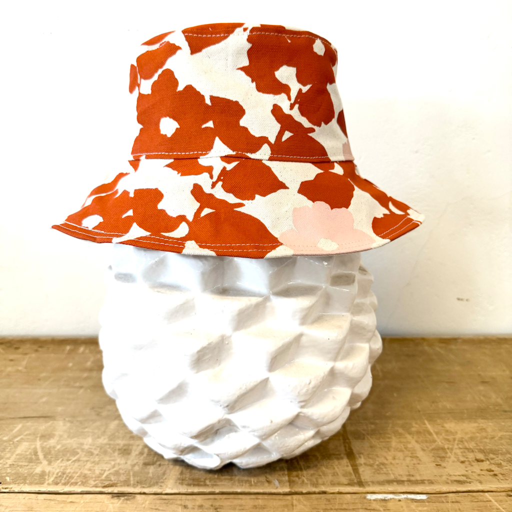 Earthy Anthro Orange + Blush Anita Bucket Hat: Two Sizes