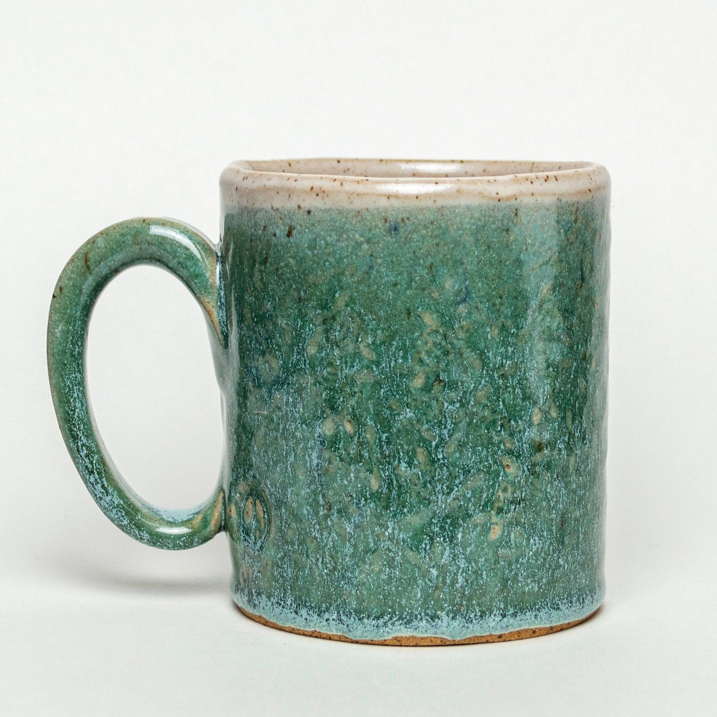 Sea Turtle Pattern Handmade Ceramic Ivory/Green 12oz Mug