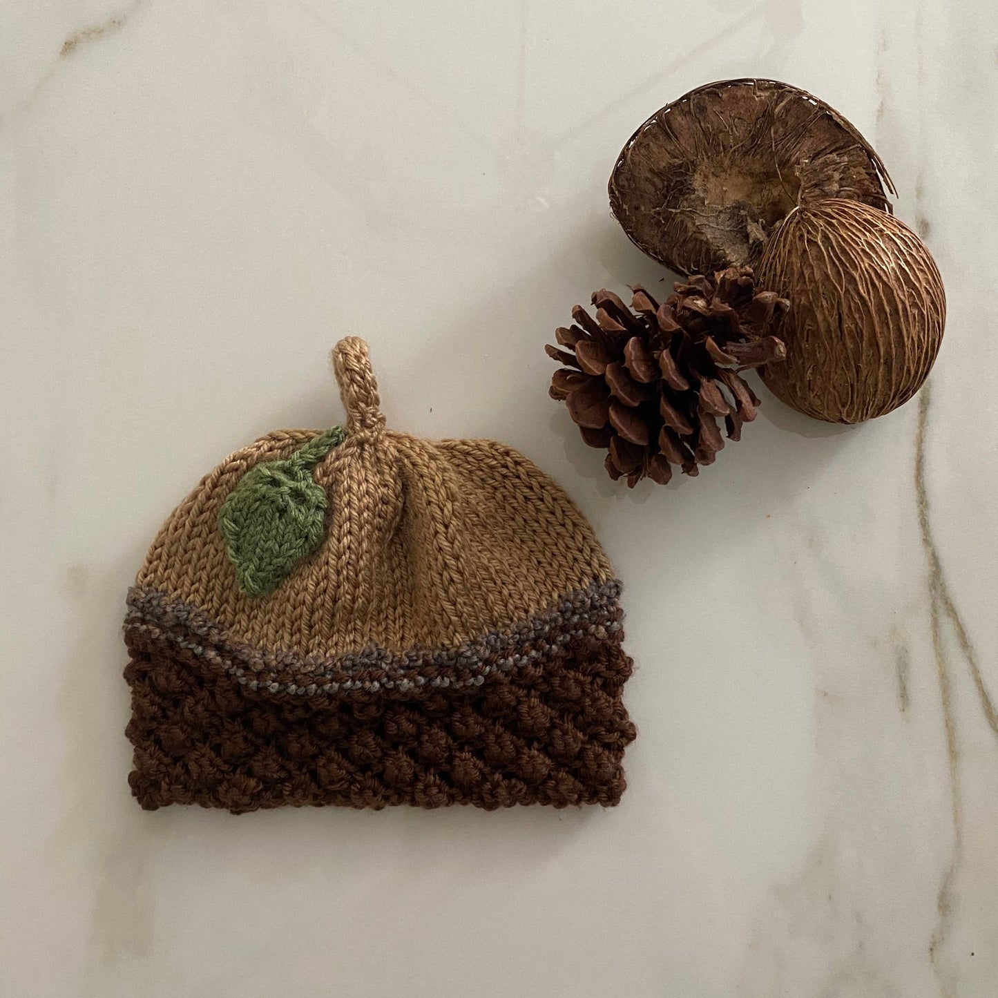 Acorn Baby Hat & Booties Set
