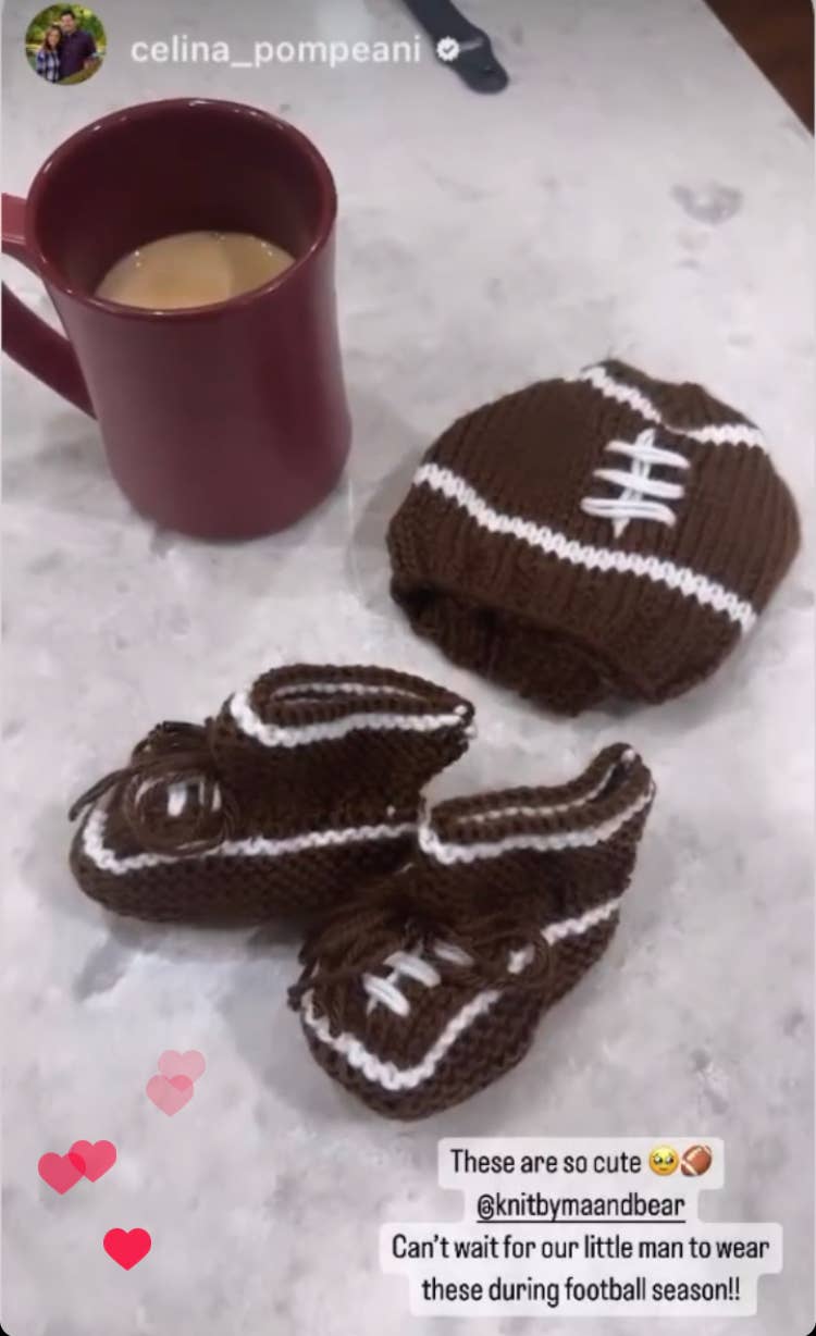 Football; hand knit baby hat and/or booties; baby toddler: Baby hat