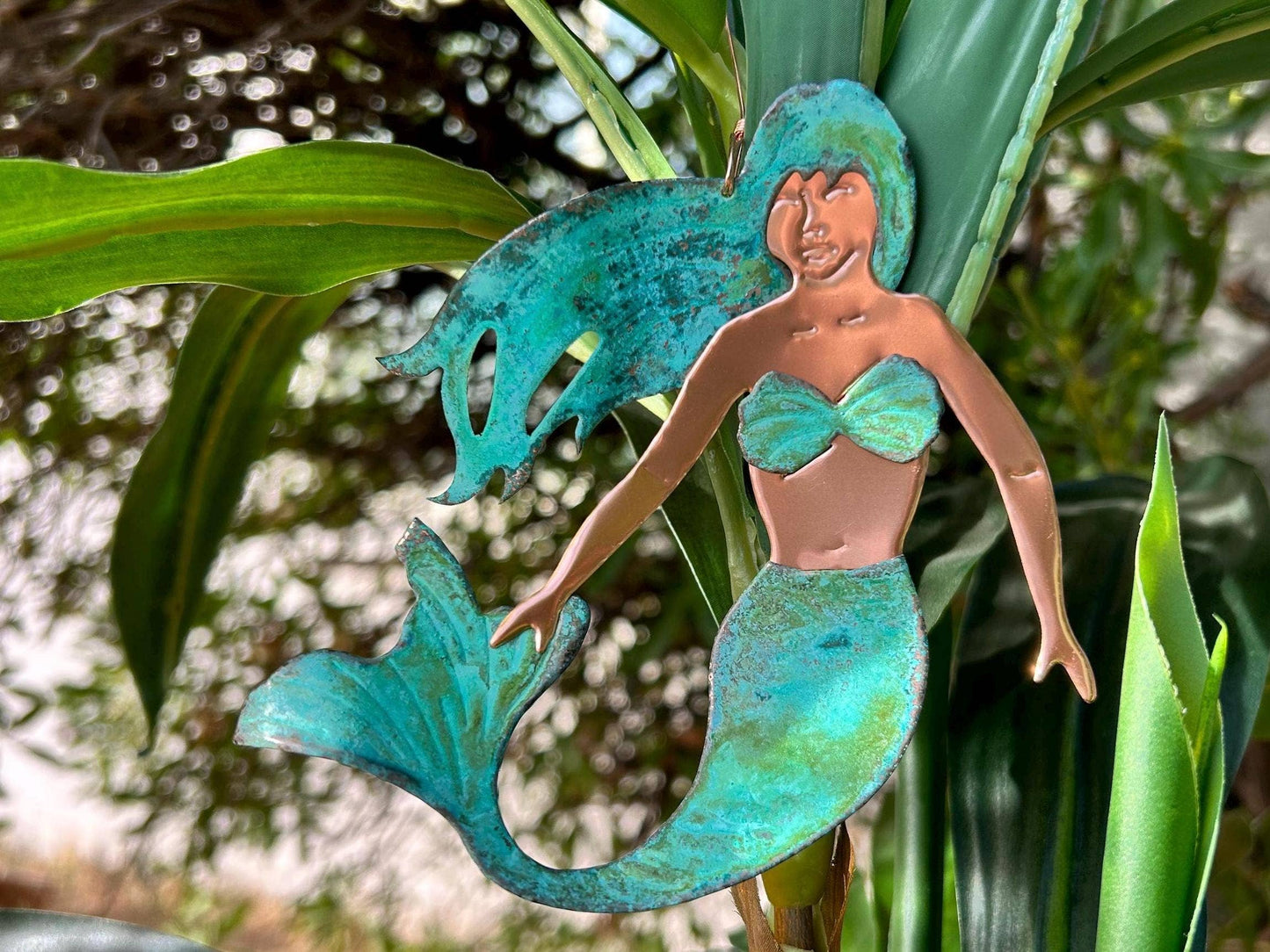 Mermaid Siren Copper Christmas Ornament