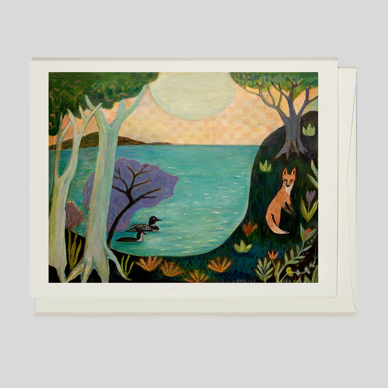 Greeting Card, Nature Card,  Woods, Fox in the Harbor
