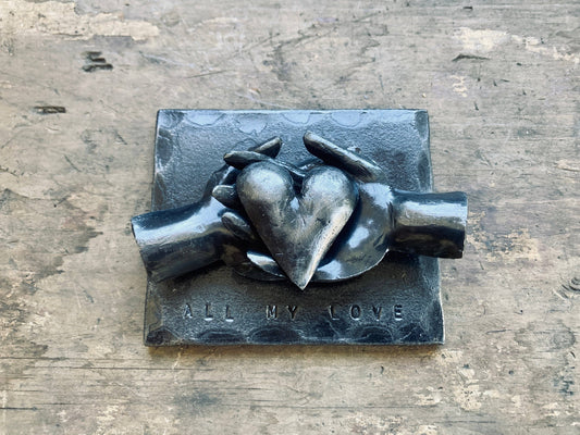 Heart in Hand Sculpture: "All My Love"