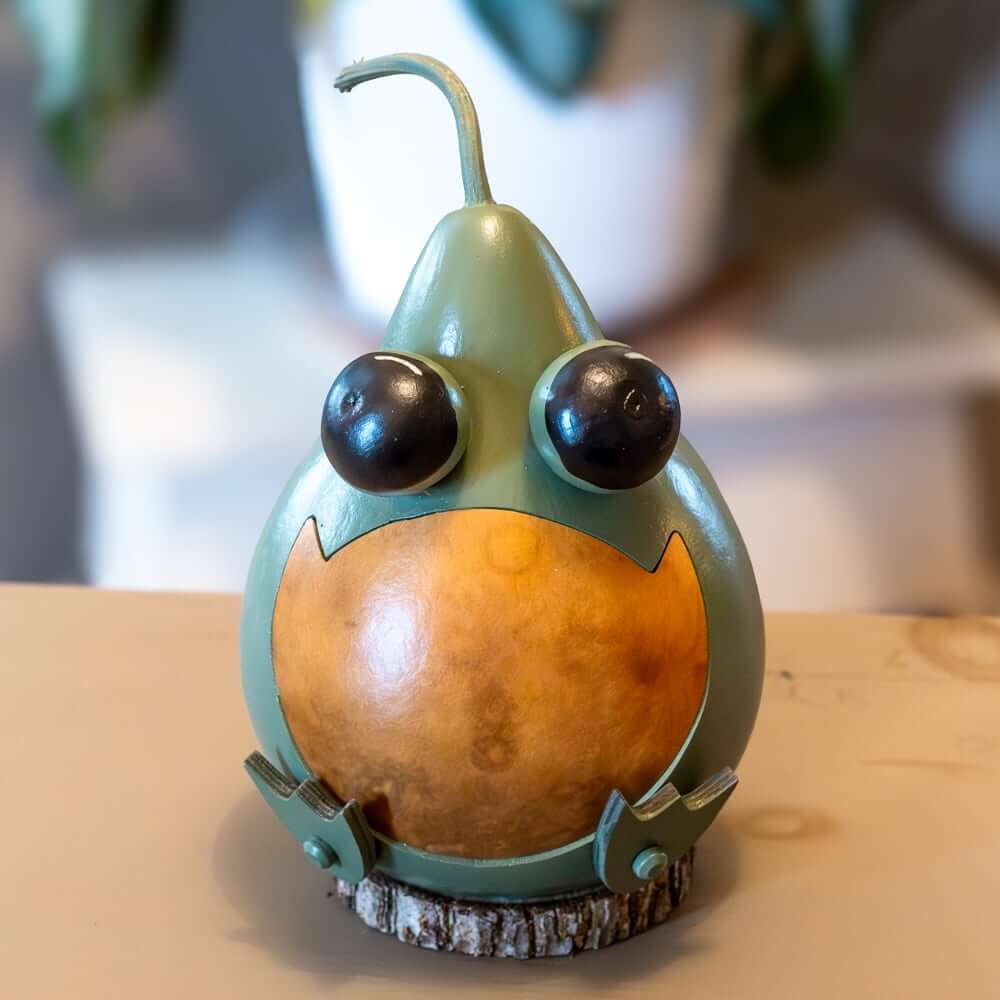 Hand-Crafted Gourd - Frankie Frog - Small - Animal Decor