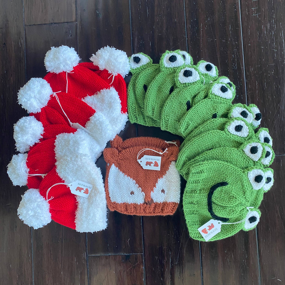 Frog hat; hand knit baby infant hats beanie newborn toddler: Baby