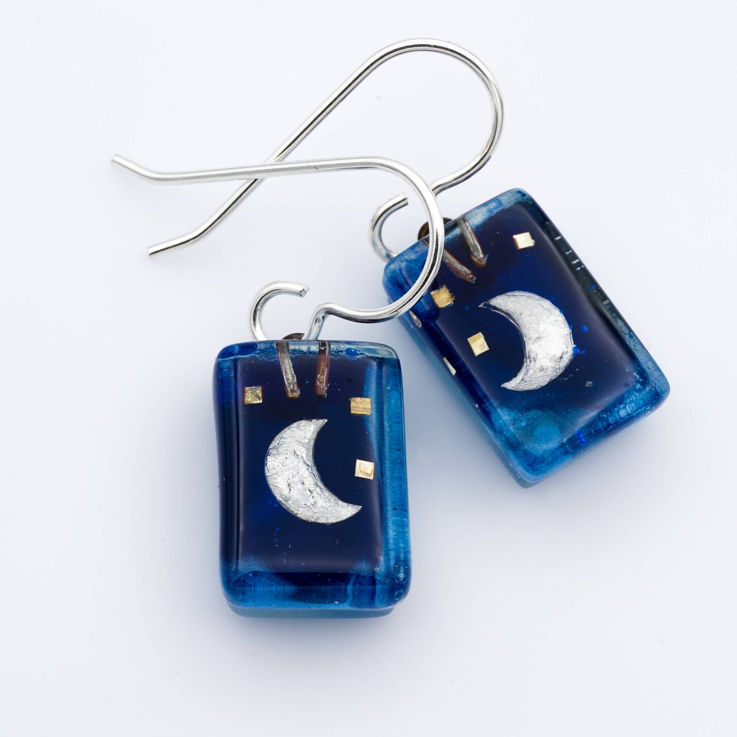Blue Moon Drops Dangle Earrings in Argentium Silver